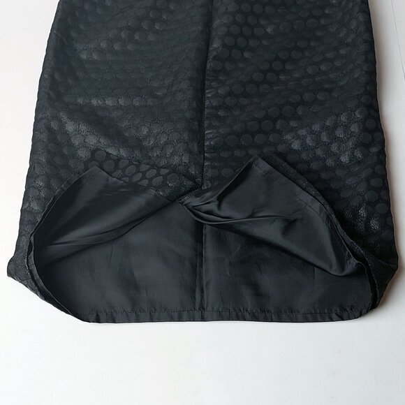 Black pencil skirt with back slit - Lined - brocade jacquard lurex fabric - Picture 3 of 6